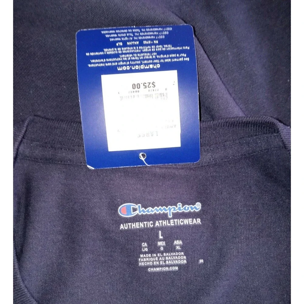 Champion Big C Center Logo Crew neck T-shirt Navy Blue Large NWT - Picture 3 of 5